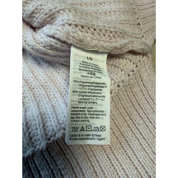 J. Crew Wool Blend Chunky Cable Azra Pom Sweater Women L Cream Ivory Cottagecore - Picture 5 of 7